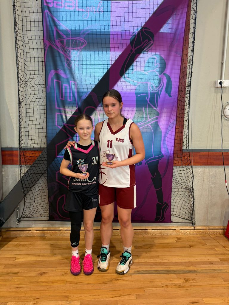 divas spēlētājas ar apbalvojumu rokās