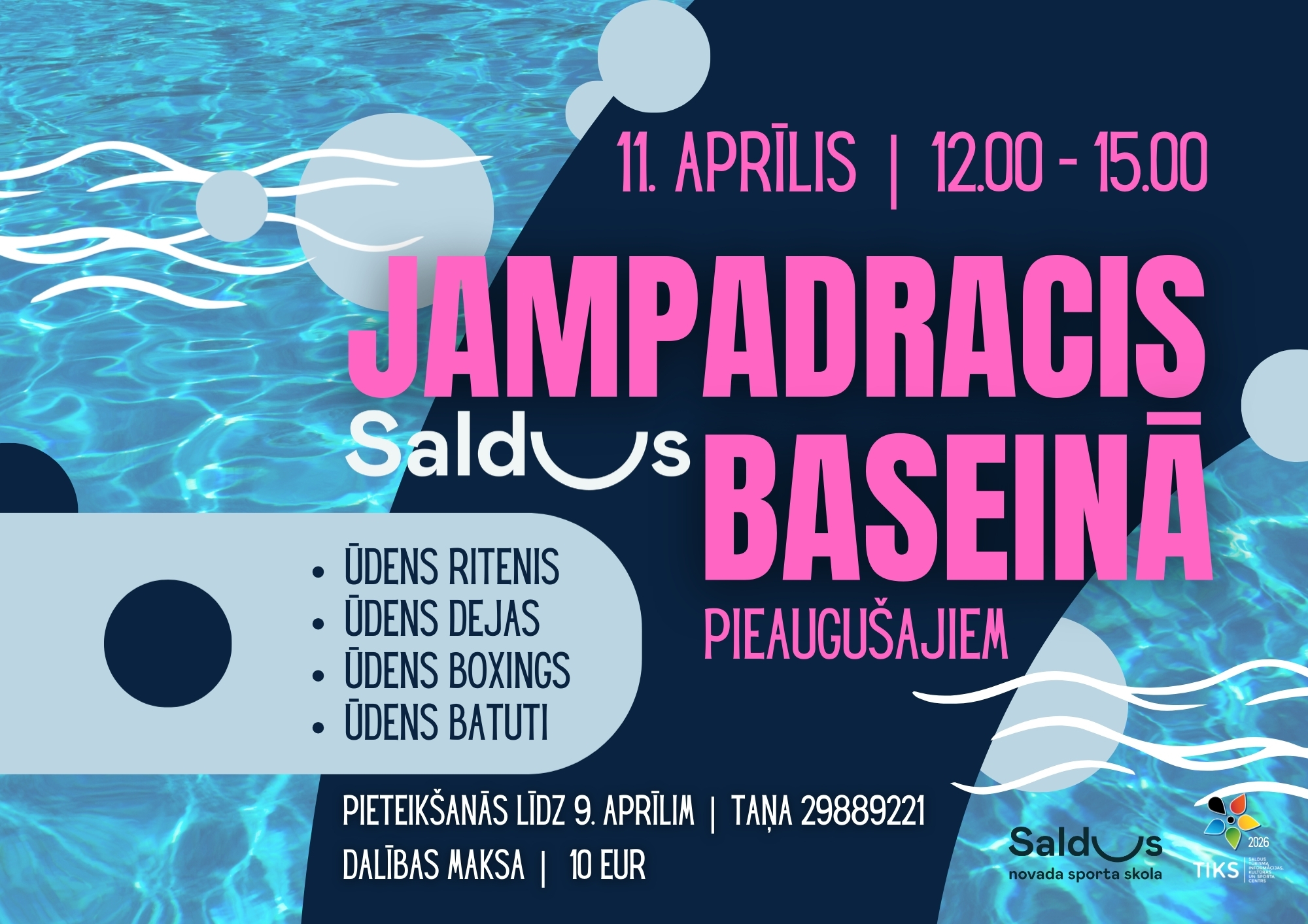 Jampadracis Saldus baseinā – pieaugušajiem